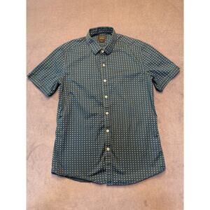 Vintage 7 Diamonds Shirt Mens SM Emerald Night Cotton Button Up Short Sleeve